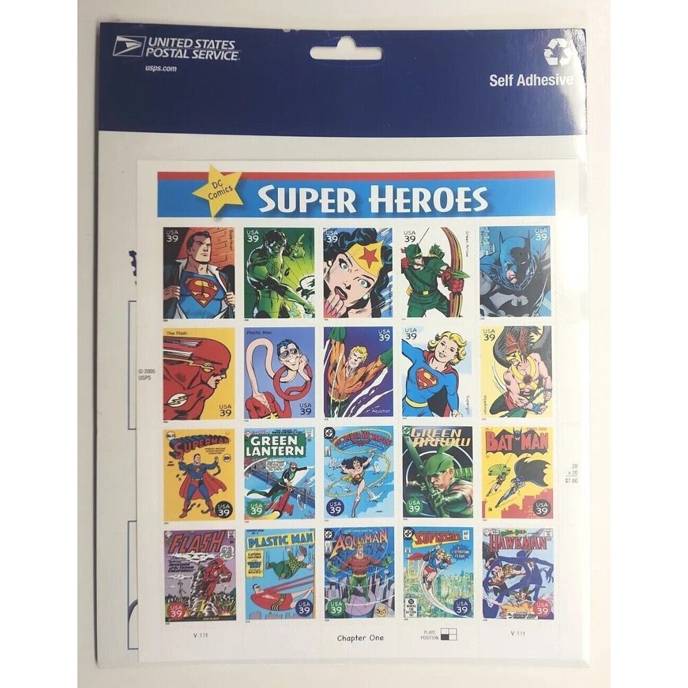 2006 DC Comics Super Heroes Sheet 20 Stamps USPS UNHINGED UNUSED Batman‎ MNH B9